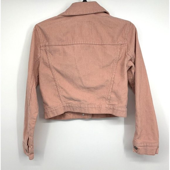 Hollister Jacket Corduroy Pink Ribbed Button Front Cropped - Picture 7 of 10